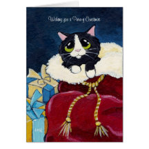 Chat mignon de smoking dans la carte de Noël du sa