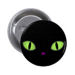 Chat noir avec de grands yeux verts pin's avec agrafe
