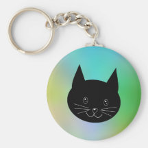 Chat noir, avec un arrière - plan de couleurs d'ar porte-clé