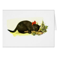 Chat noir chanceux carte de vœux