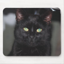 Chat noir chanceux tapis de souris