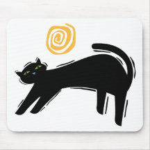 Chat noir chanceux tapis de souris