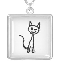 Chat noir, clignant de l'oeil bijouterie