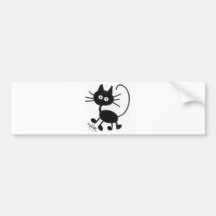 Chat noir de bande dessinée autocollant pour voiture