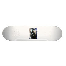 Chat noir et blanc, chapeau de père Noël, tresse e Plateau De Skate