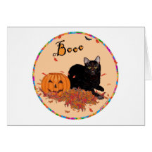 Chat noir Halloween de Shorthair Carte De Vœux