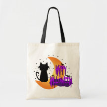 Chat noir heureux de Halloween Sacs