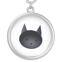 Chat noir mignon. Illustration de bande dessinée d Bijouterie Fantaisie
