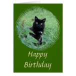 Chat noir mignon semblant la carte d'anniversaire 