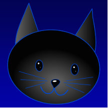 Chat noir mignon sur le bleu de minuit profond photos en relief
