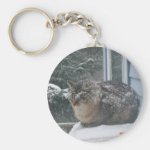chat paisible de neige porte-clefs
