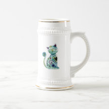 Chat peint de sourire avec des coeurs mug à café
