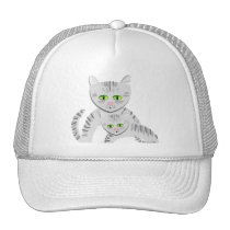 Chat tigré et chaton argentés casquettes