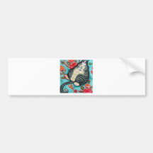 Chat tigré sur un coussin autocollant pour voiture