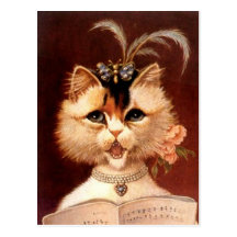 Chat victorien vintage de Partor en carte postale 