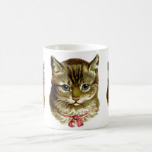 Chat vintage avec l'arc rose mugs à café