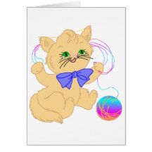 Chaton avec yarn-1-T Carte De Vœux