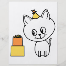 Chaton blanc doux utilisant un chapeau d'anniversa prospectus customisé