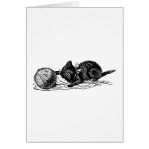 Chaton et boule cartes de vœux