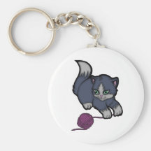 Chaton gris porte-clés