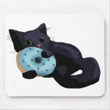 Chaton mangeant le beignet Mousepad Tapis De Souris