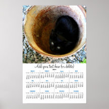 Chaton minuscule dans le calendrier mural rouillé  affiches
