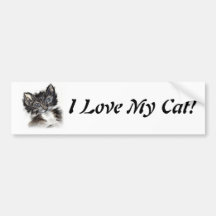 Chaton noir et blanc mignon autocollant pour voiture