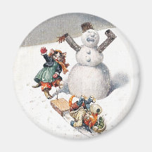 Chats d'Arthur Thiele jouant dans la neige Aimants