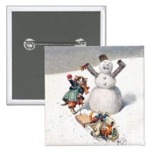 Chats d'Arthur Thiele jouant dans la neige Badge