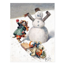 Chats d'Arthur Thiele jouant dans la neige Cartes Postales