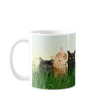 Chats de Kitty dans l'herbe tasses