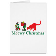 Chats et elfes de Joyeux Noël Carte De Vœux