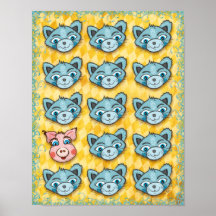 Chats et porcin affiche