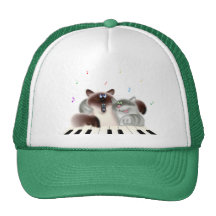 Chats jouant le piano casquette de camionneur
