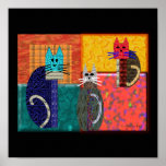 Chats lunatiques sur l'art de TOILE Posters