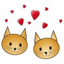 Chats mignons de gingembre. Avec les coeurs rouges Photo Sculptures