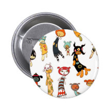 Chats sur le bouton d'air badges avec agrafe