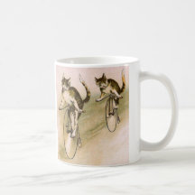 Chats vintages sur des vélos mugs à café