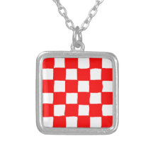 checkered pattern (red) カスタムネックレス