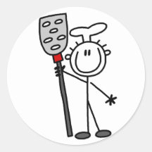 Chef avec des T-shirts et des cadeaux de spatule Adhésif Rond