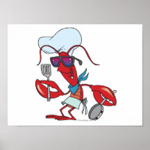 chef mignon drôle de cuisinier de homard poster