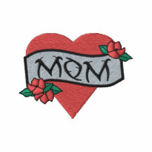 Chemise brodée par tatouage de coeur de maman polo brodé