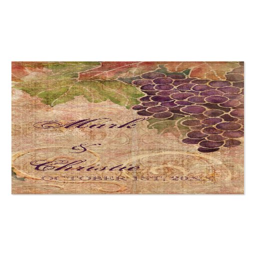 Chèques-cadeau âgés de faveur de mariage de vignob modèle de carte de visite