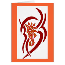 Cheval de la Mer Rouge orange et Cartes De Vœux