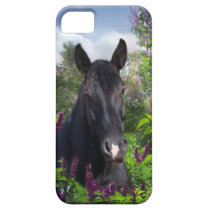 Cheval noir dans les lilas coques case-mate