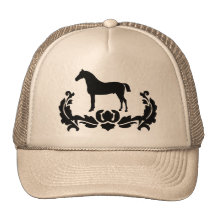Cheval noir et blanc de damassé casquettes
