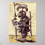 Chevalier avec l'affiche d'art de colombe