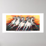 Chevaux rêveurs de royaume de coucher du soleil posters