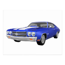 Chevelle 1970 solides solubles : Finition bleue : Carte Postale