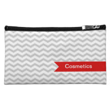 Chevron gris avec l'étiquette personnalisé par rou nécessaires à maquillage